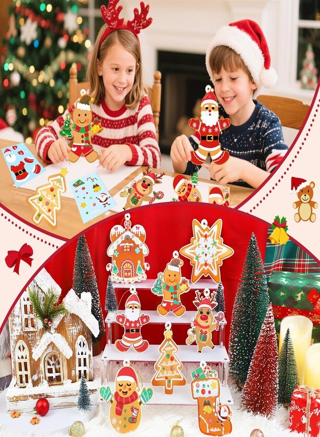 Bolake 32 Pcs Christmas Craft Kits for Kids Christmas Ornaments with Handcrafted Gingerbreads Cookiess Man House Snowmans Santa Deers Christmas Stickers for Tree Party Room Decor - Image 5